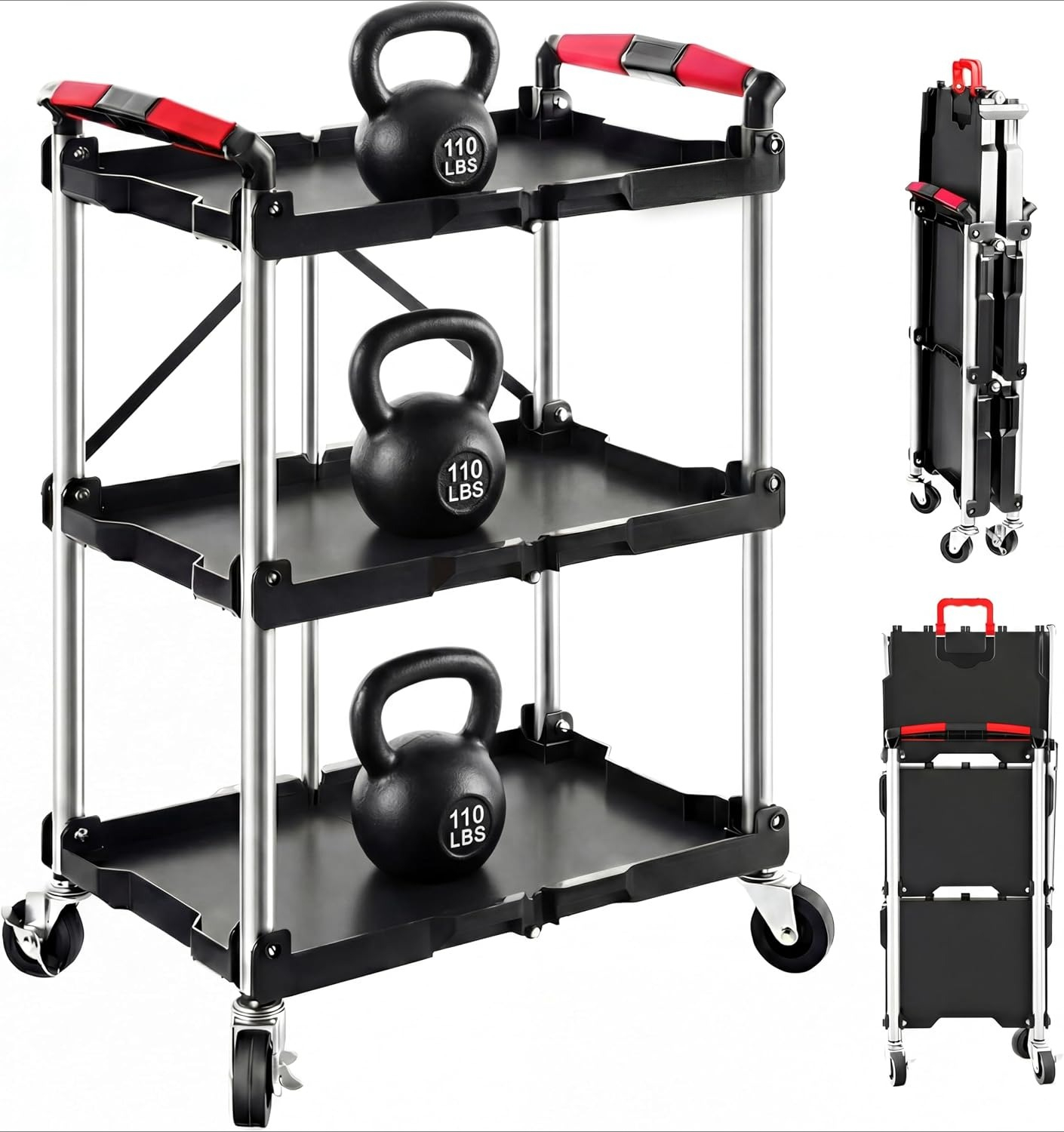 3-stöckiger faltbarer Rollwage – Tools Trolley For Workshop Bewertung und Preis